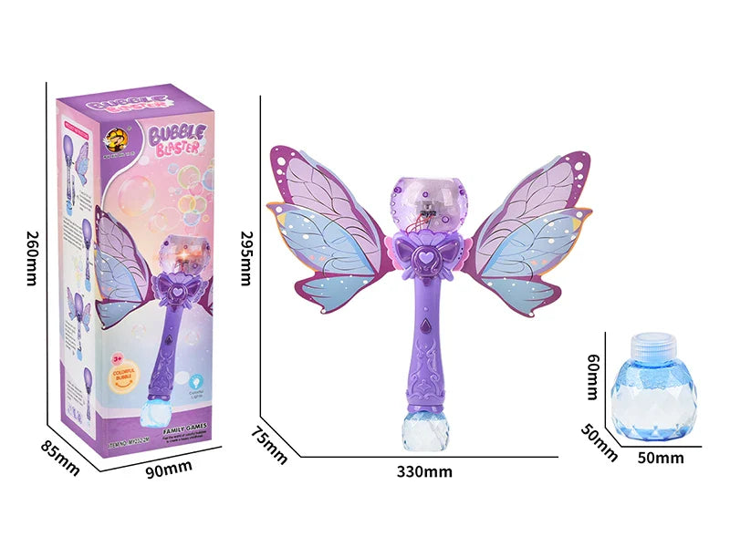 HKM-531795 Butterfly Bubble Wand Toy – Full-Automatic Light-Up With Music for Kids Ages 2-13
