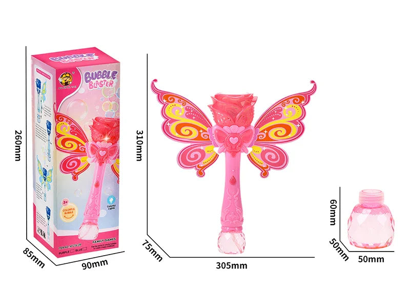 HKM-531795 Butterfly Bubble Wand Toy – Full-Automatic Light-Up With Music for Kids Ages 2-13