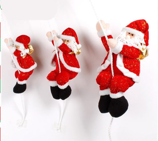 HKM-531795 Rope-Climbing Santa Claus Ornaments for Christmas Decor - Available in Multiple Sizes