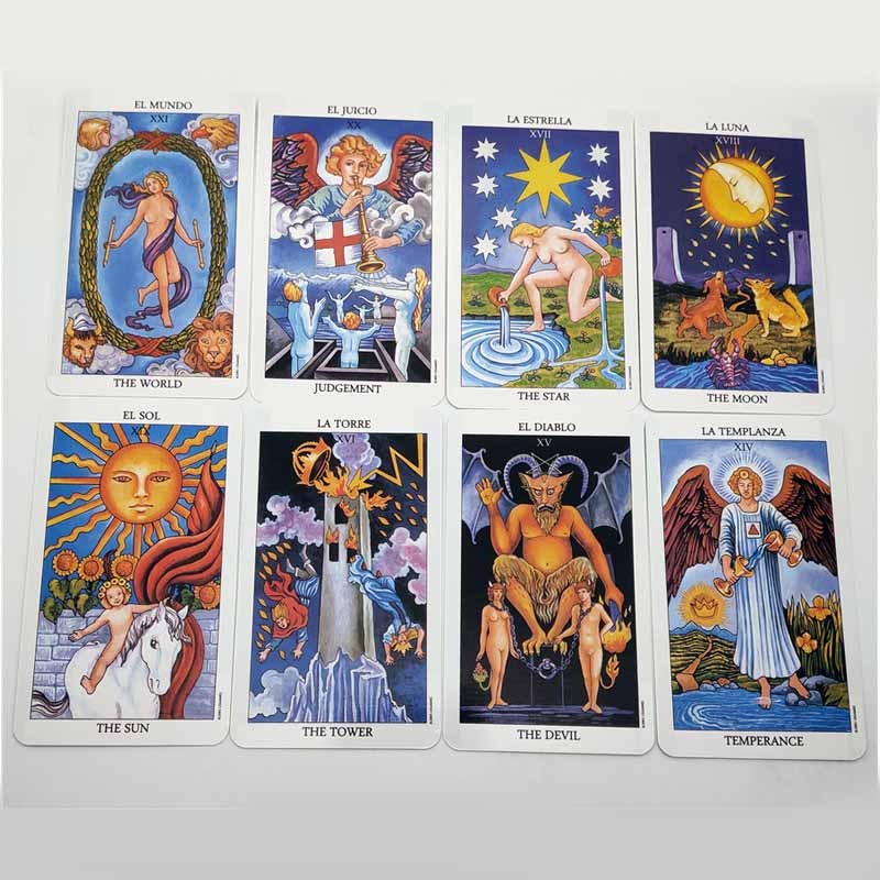 HKM-531859 English Fate Divination Tarot Card Set - 78 Cards in Color Box, 6x10.3cm Size
