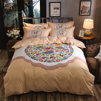 HKM-531987 Cotton Four-Piece Printed Quilt Cover Set for All Seasons