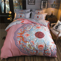 HKM-531987 Cotton Four-Piece Printed Quilt Cover Set for All Seasons