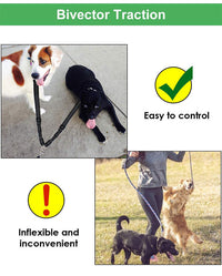 HKM-531987 Dual Headed Dog Leash for Easy Pet Control - Nylon Traction Belt in Black