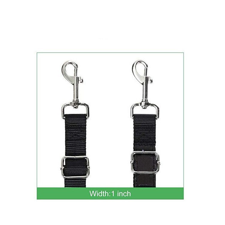 HKM-531987 Dual Headed Dog Leash for Easy Pet Control - Nylon Traction Belt in Black