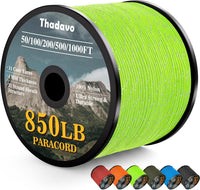 HKM-532179 Reflective Paracord Rope 850lb Strength, 4mm, 50-1000ft Lengths for Camping, Hiking, DIY Projects and Emergency Use