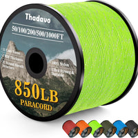 HKM-532179 Reflective Paracord Rope 850lb Strength, 4mm, 50-1000ft Lengths for Camping, Hiking, DIY Projects and Emergency Use