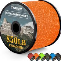 HKM-532179 Reflective Paracord Rope 850lb Strength, 4mm, 50-1000ft Lengths for Camping, Hiking, DIY Projects and Emergency Use