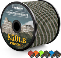 HKM-532179 Reflective Paracord Rope 850lb Strength, 4mm, 50-1000ft Lengths for Camping, Hiking, DIY Projects and Emergency Use