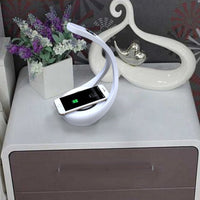 HKM-532179 Wireless Charging LED Desk Lamp with Bluetooth Speaker - Model HY1801D, Type-C Interface, White/Sardine Silver or White/Burgundy