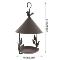HKM-532243 Wrought Iron Bird Feeder with Removable Roof and Floral Design for Outdoor Use