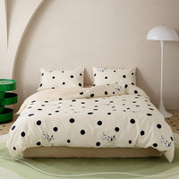 HKM-532307 All-Cotton Printed Four-Piece Bedding Set with Stripe and Cartoon Designs