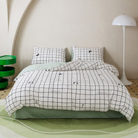 HKM-532307 All-Cotton Printed Four-Piece Bedding Set with Stripe and Cartoon Designs