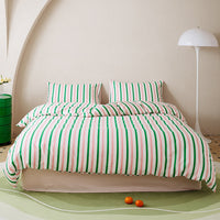 HKM-532307 All-Cotton Printed Four-Piece Bedding Set with Stripe and Cartoon Designs