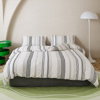 HKM-532307 All-Cotton Printed Four-Piece Bedding Set with Stripe and Cartoon Designs
