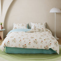 HKM-532307 All-Cotton Printed Four-Piece Bedding Set with Stripe and Cartoon Designs