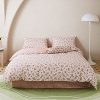 HKM-532307 All-Cotton Printed Four-Piece Bedding Set with Stripe and Cartoon Designs