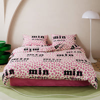 HKM-532307 All-Cotton Printed Four-Piece Bedding Set with Stripe and Cartoon Designs