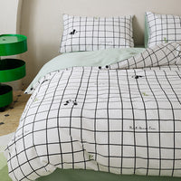 HKM-532307 All-Cotton Printed Four-Piece Bedding Set with Stripe and Cartoon Designs