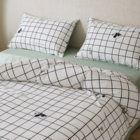 HKM-532307 All-Cotton Printed Four-Piece Bedding Set with Stripe and Cartoon Designs