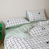 HKM-532307 All-Cotton Printed Four-Piece Bedding Set with Stripe and Cartoon Designs