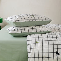 HKM-532307 All-Cotton Printed Four-Piece Bedding Set with Stripe and Cartoon Designs