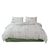 HKM-532307 All-Cotton Printed Four-Piece Bedding Set with Stripe and Cartoon Designs
