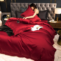 HKM-532307 Long-Staple Cotton Four-Piece Bed Sheet Set with Contrast Color Embroidery - Modern Nordic Style