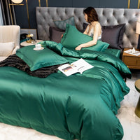 HKM-532307 Long-Staple Cotton Four-Piece Bed Sheet Set with Contrast Color Embroidery - Modern Nordic Style