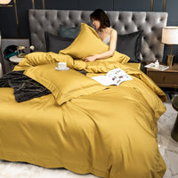 HKM-532307 Long-Staple Cotton Four-Piece Bed Sheet Set with Contrast Color Embroidery - Modern Nordic Style