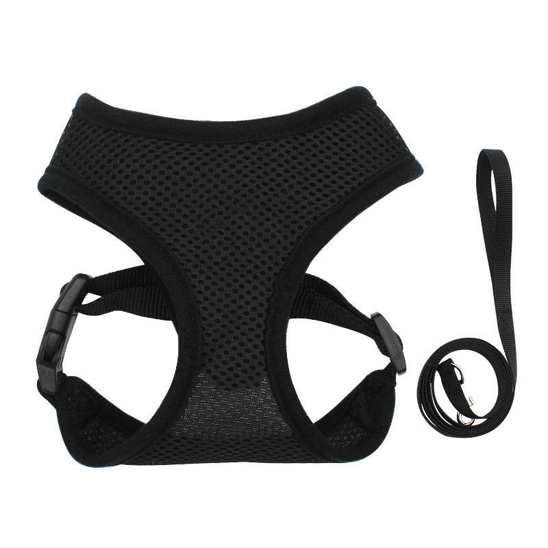 HKM-532499 Reflective Breathable Mesh Dog Chest Strap – Adjustable Polyester Harness in Black, Blue, Pink, Red