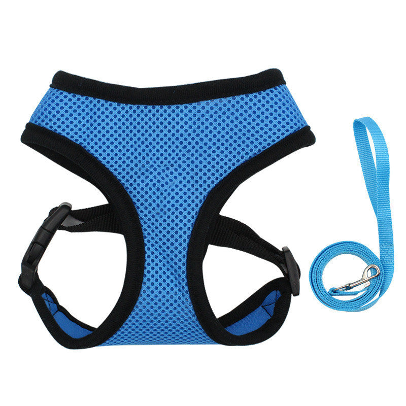 HKM-532499 Reflective Breathable Mesh Dog Chest Strap – Adjustable Polyester Harness in Black, Blue, Pink, Red