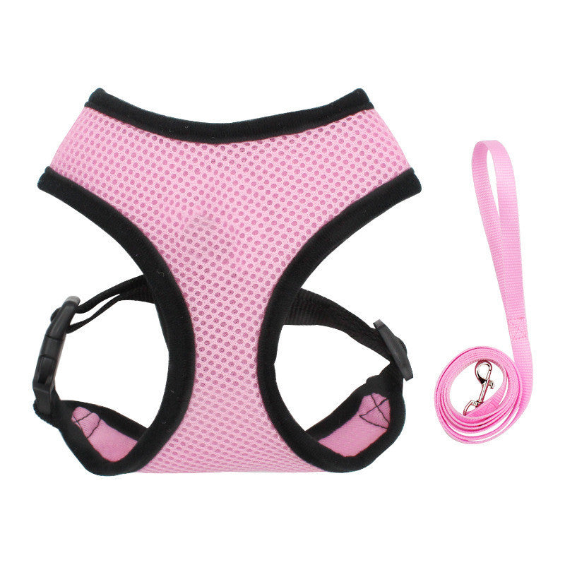 HKM-532499 Reflective Breathable Mesh Dog Chest Strap – Adjustable Polyester Harness in Black, Blue, Pink, Red