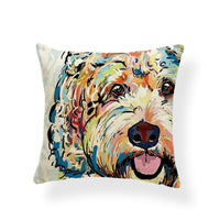 HKM-532691 Dog Series Linen Cushion Cover - Spandex Material, 45x45cm Size