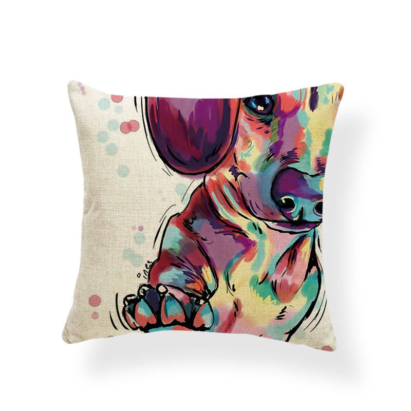 HKM-532691 Dog Series Linen Cushion Cover - Spandex Material, 45x45cm Size