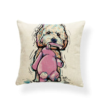 HKM-532691 Dog Series Linen Cushion Cover - Spandex Material, 45x45cm Size