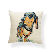 HKM-532691 Dog Series Linen Cushion Cover - Spandex Material, 45x45cm Size