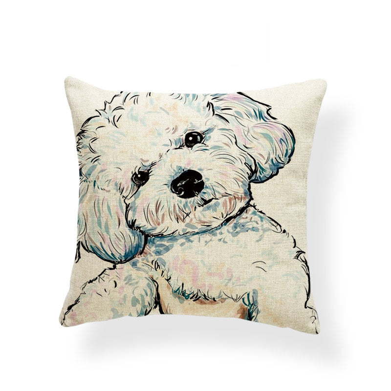 HKM-532691 Dog Series Linen Cushion Cover - Spandex Material, 45x45cm Size
