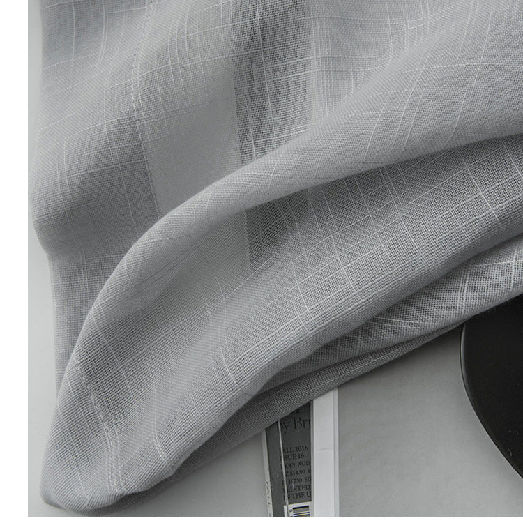 HKM-532691 Japanese Linen Semi-Sheer Half Shade Curtain for Balcony and Living Room, Available in Multiple Colors