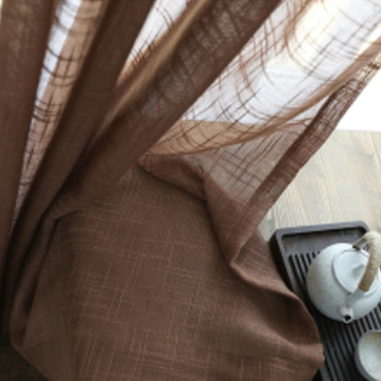 HKM-532691 Japanese Linen Semi-Sheer Half Shade Curtain for Balcony and Living Room, Available in Multiple Colors