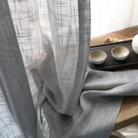 HKM-532691 Japanese Linen Semi-Sheer Half Shade Curtain for Balcony and Living Room, Available in Multiple Colors