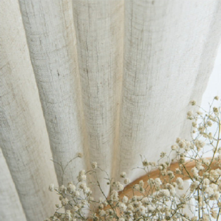 HKM-532691 Japanese Linen Semi-Sheer Half Shade Curtain for Balcony and Living Room, Available in Multiple Colors
