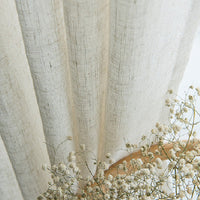 HKM-532691 Japanese Linen Semi-Sheer Half Shade Curtain for Balcony and Living Room, Available in Multiple Colors