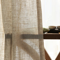 HKM-532691 Japanese Linen Semi-Sheer Half Shade Curtain for Balcony and Living Room, Available in Multiple Colors