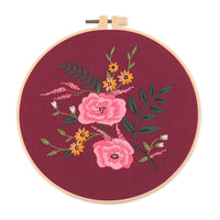 HKM-532819 Nordic Pure Cotton DIY Embroidery Kit - Fancy Flowers & Plants Design, 30x30 Canvas with 20 Diameter Embroidery