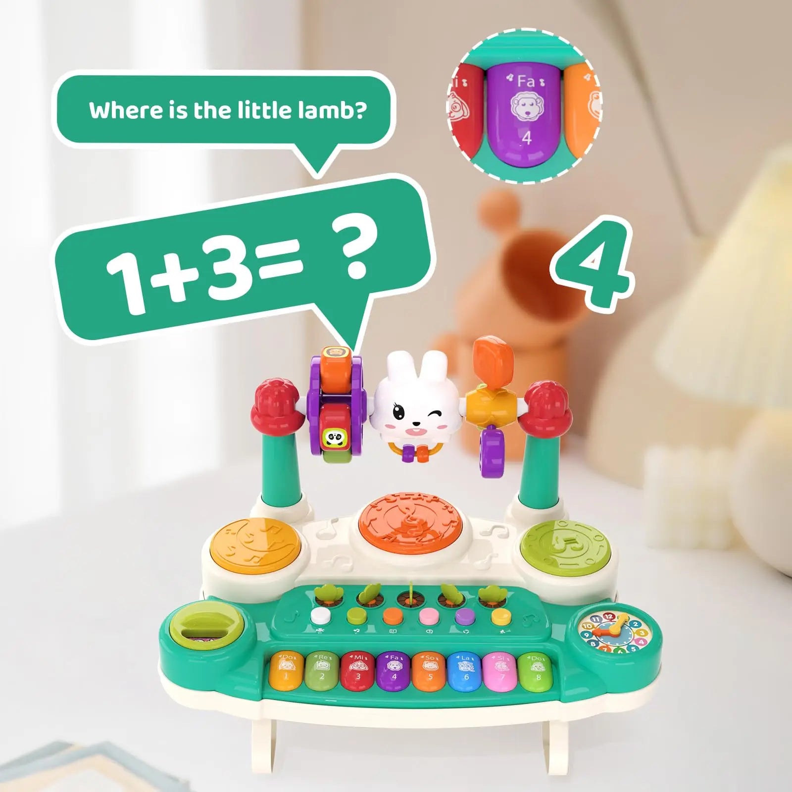 20-in-1 Educational Musical Rabbit Piano Toy for Early Learning and Development