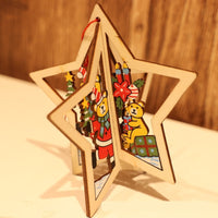HKM-532947 Wooden Five-pointed Star and Bell Ornaments for Christmas Decor