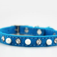 HKM-533011 Pearl Rhinestone Dog Leash in Blue, Black, Red, Pink - Comfortable PU Material