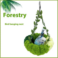 HKM-533075 Forest Style Hanging Hammock Nest for Parrots - Deep Forest Green