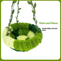 HKM-533075 Forest Style Hanging Hammock Nest for Parrots - Deep Forest Green