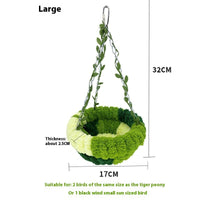 HKM-533075 Forest Style Hanging Hammock Nest for Parrots - Deep Forest Green